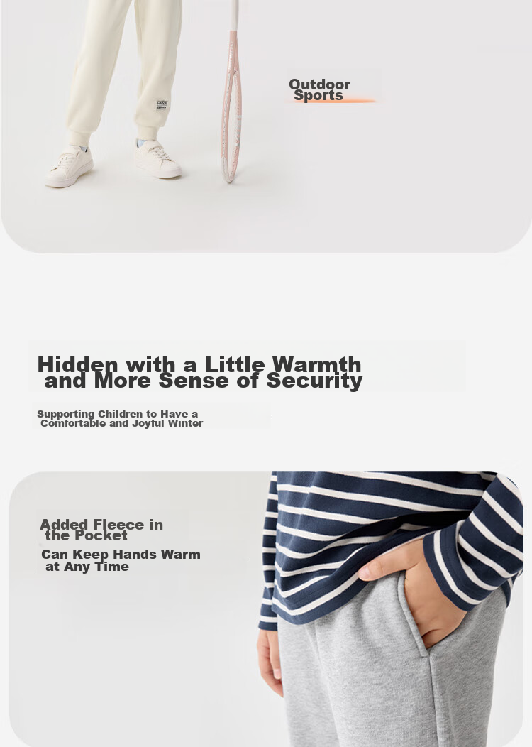 BALABALA Children's Long Pants, Boys And Girls Thick Fleece-Lined Trousers, 2025 Autumn And Winter Parent-Child Versatile Joggers, Casual Trendy Pants 9