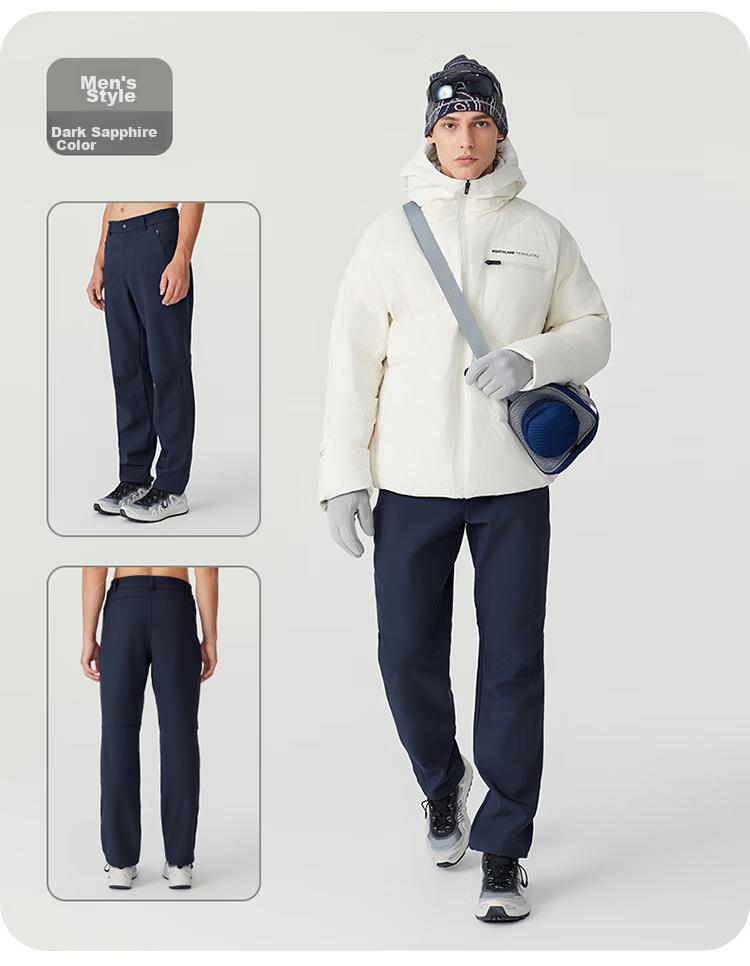 NORTHLAND [Baihulin] Men's Outdoor Windproof And Water-Resistant Fleece-Lined Snow Pants, Hiking And Mountaineering Trousers 28