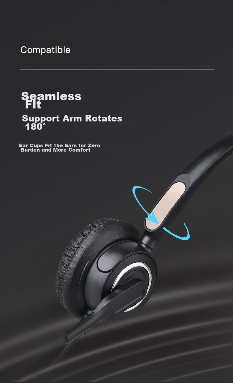 Yijiatong Single-Ear Headset Y500-RJ9 Crystal Connector, Over-Ear Headset/customer Service Headset/noise-Cancelling Headphones/sales Call Headset/business/education Direct Connection Telephone 9