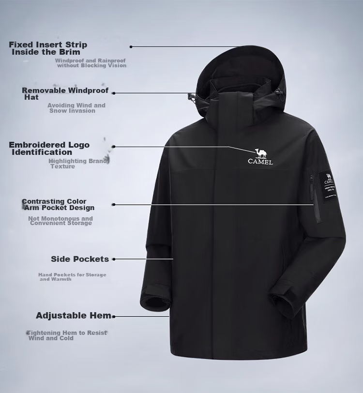 CAMEL Outdoor Hardshell Jacket AK80 Three-In Waterproof Mountaineering Coat for Men And Women, Tibet Travel Outerwear A34CATR808 5