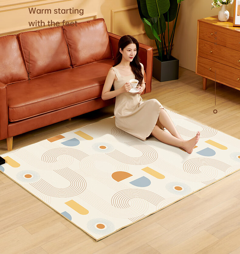 CHIGO Underfloor Heating Mat, Carbon Crystal Electric Heating Carpet, Automatic Power-Off, for Home Living Room Use, Floor Mat [50x150cm] 4
