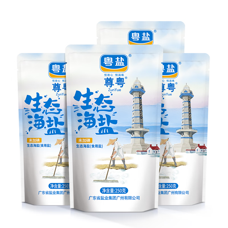 粤盐生态海盐250g*4 无碘盐 食用盐无抗结剂0添加 富含多种微量元素