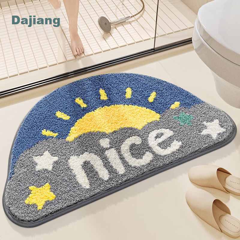 Da Jiang Bathroom Mat Toilet Bath Entrance Water Absorbent Non-Slip Cartoon Flocked Bathroom Rug 45x75cm