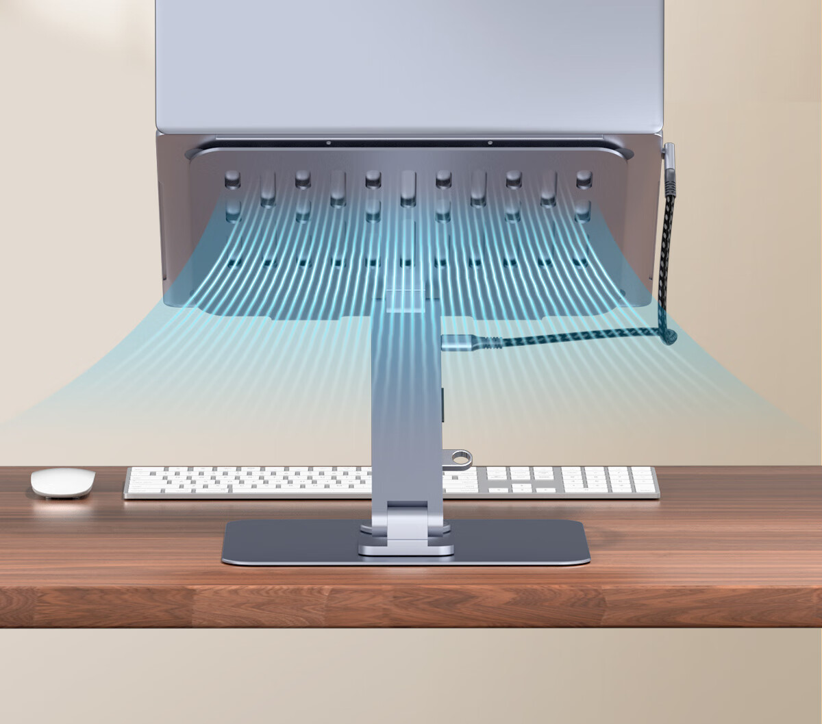 Hagibis Laptop Stand, Computer Hub Expansion, Height-Increasing Stand, Multi-Port HDMI Bracket, Cooling Suspended Stand, Adjustable Height, Foldable, Rotatable, Storage-Ready, Compatible with MacBook Accessories 19