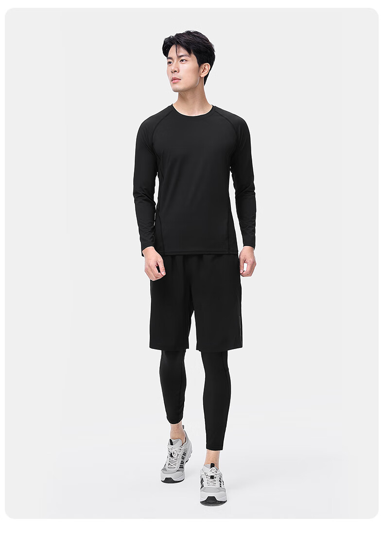 CAMEL Men's Sports Set, Five-Piece Fitness Outfit, New Long-Sleeve And Long Pants, Quick-Dry Running Basketball Training Sportswear 21