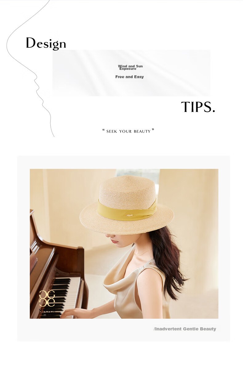 Siggi Straw Hat for Women, Summer Sun Protection UV-Resistant Flat Brim Hat, Sunscreen Cap, Flat Top Hat, Sun Visor, Gift for Wome 5