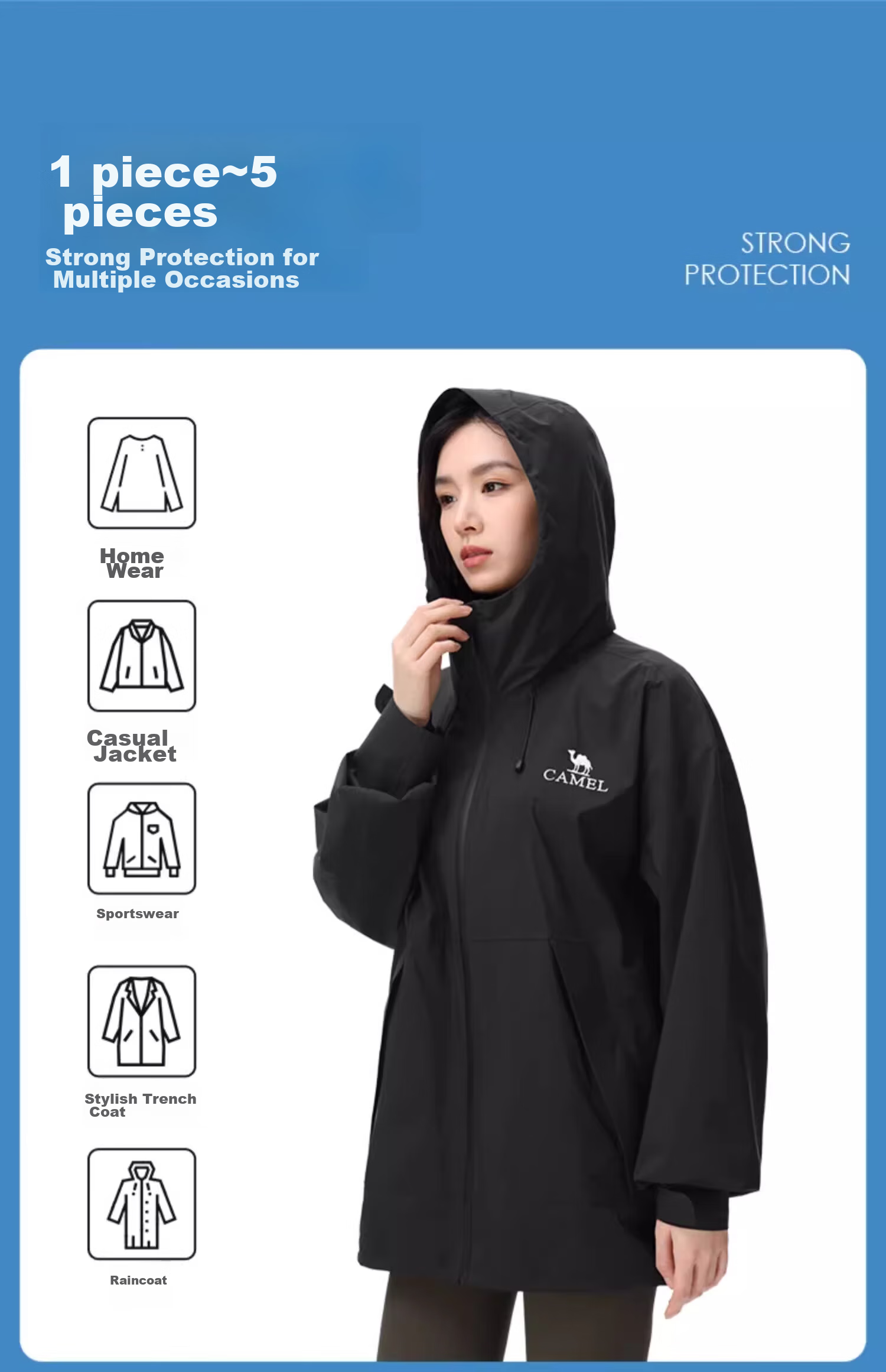 CAMEL [3L Lightweight Hard Shell] Windproof Waterproof Breathable Jacket for Men And Women, Hiking And Mountaineering Outfit 27