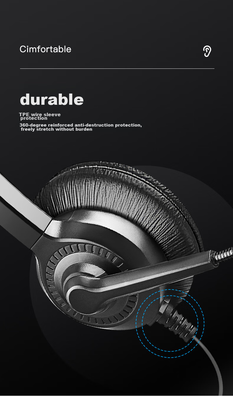 Yijiatong Single-Ear Headset Y300-3.5mm Dual Plug-In Headphones, Over-Ear Call Center Headphones/customer Service Headphones/noise-Cancelling Headphones/business Mobile Office Direct Computer Connectio 15