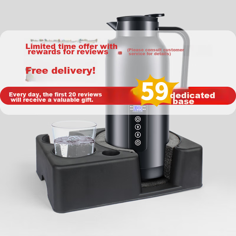 SECRETSBOX 1.5L Car Kettle, 12V/24V Universal for Cars And Trucks, Smart Large Capacity Car Hot Water Kettle with Electric Heating 1