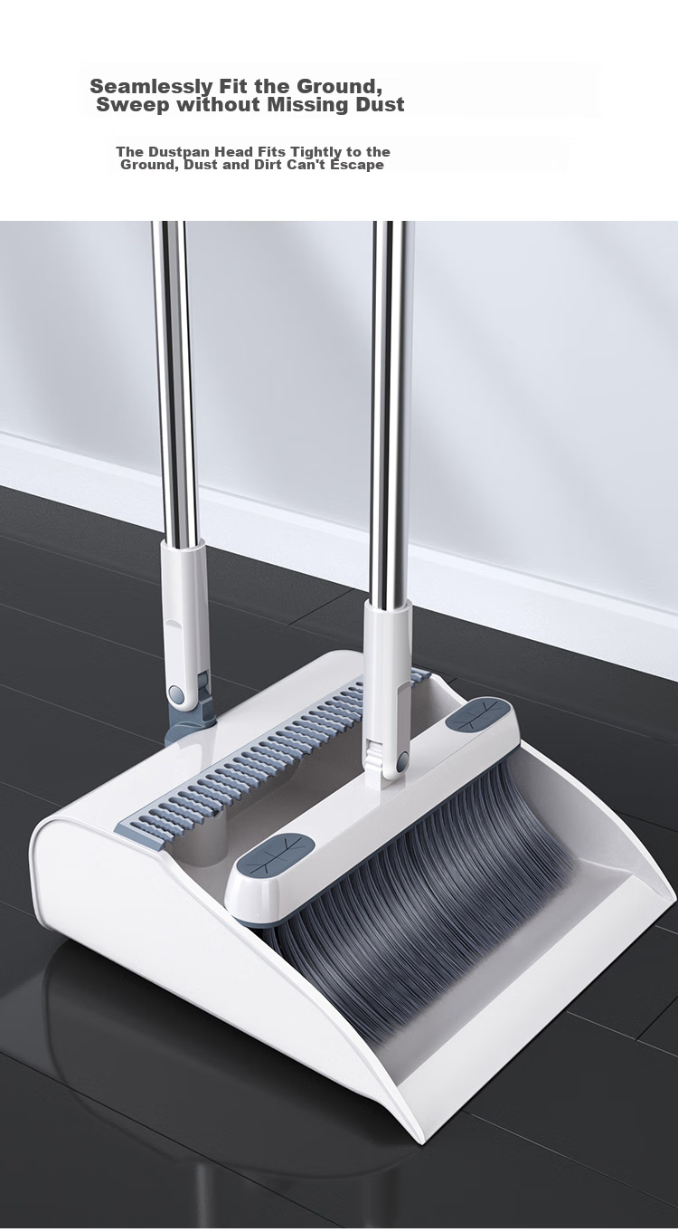 Wuyuehua Broom And Dustpan Set with Magnetic Attachment, Household Double-Comb Broom for Sweeping Floors, Foldable Hair Cleaning Tool 8