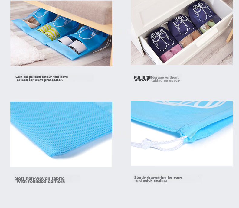 Siwangongli Shoe Storage Bag, Drawstring Closure, Organizing Shoe Bag, Non-Woven Fabric Bag, Shoe Cover, Travel Shoe Bag, SW1231 12