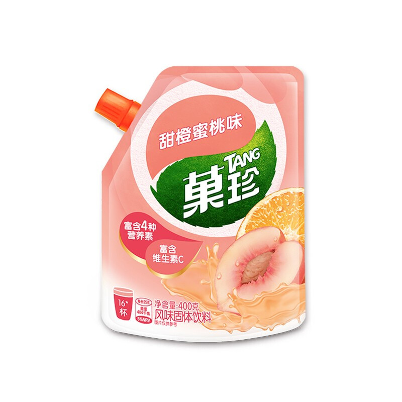 菓珍 甜橙蜜桃味 果珍维C冲饮壶嘴装400g 果汁粉速溶饮料(包装随机)