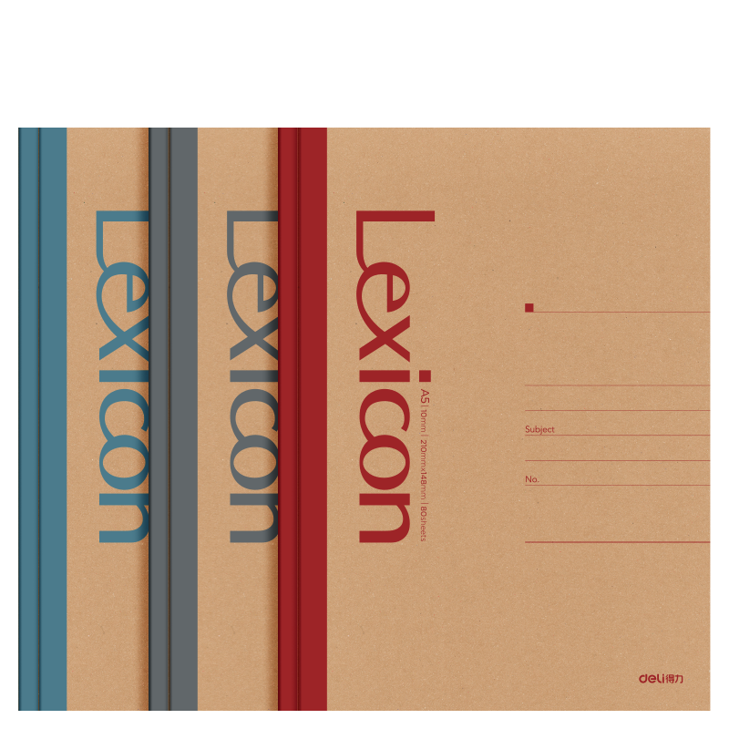 Deli 3 A5 Notebooks, 80 Sheets Each, Office Notepad, Journal, Draft Notebook, Wirebound Notebook, Student Supplies, Mixed Colors 23211