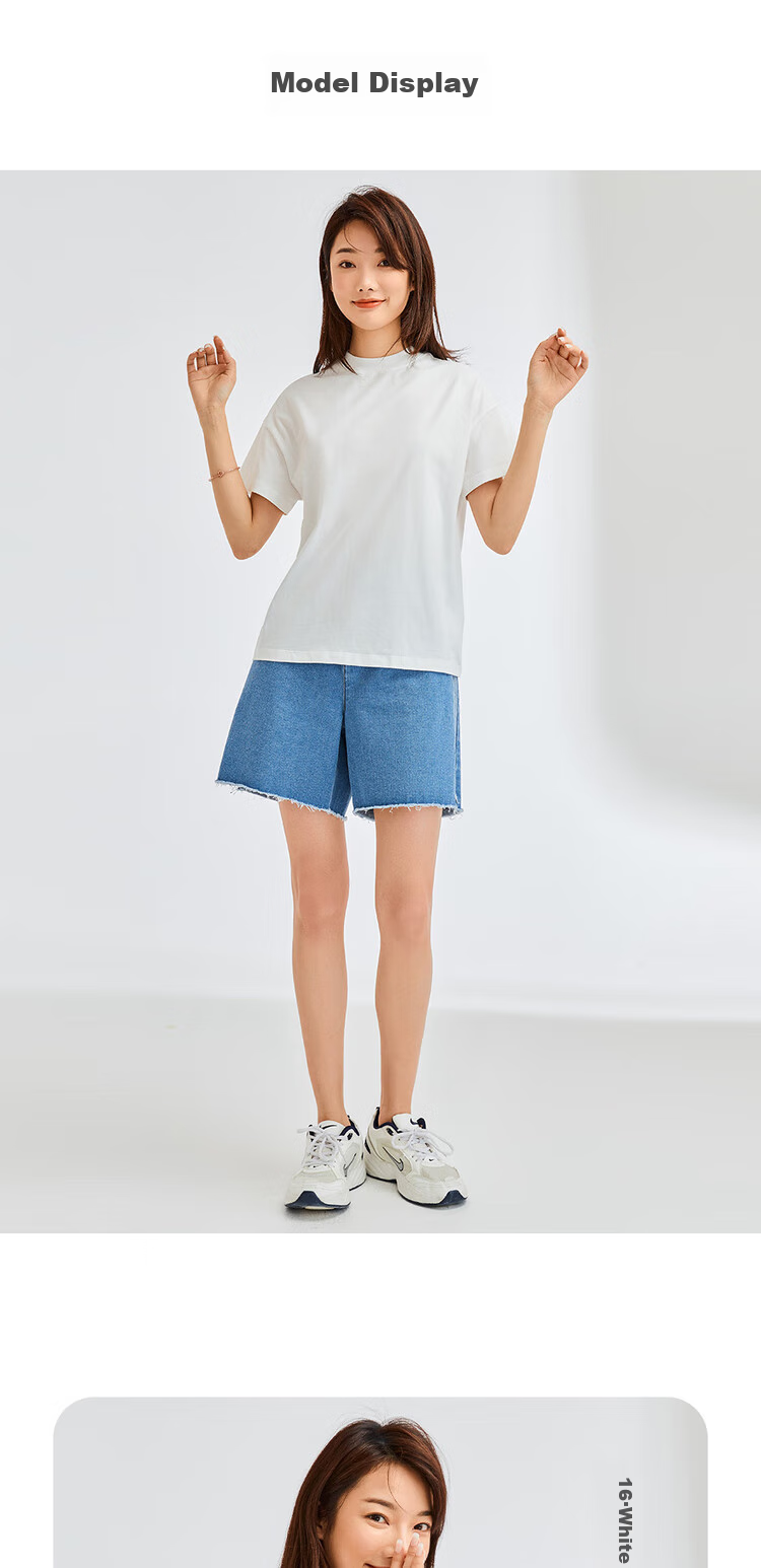 Giordano Women's T-Shirt, Pure Cotton, Skin-Friendly, Elegant Blouse, Comfortable Loose-Fitting Turtleneck Top, Short Sleeve, 05322396 7