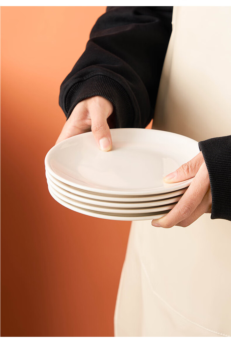 Youlaifu Ceramic Bone Dish, Home Use Bone Disposal Plate, 7-Inch White Porcelain Plate, Hotel Dining Table Bone Disposal Dish Set, 5-Piece Set 1