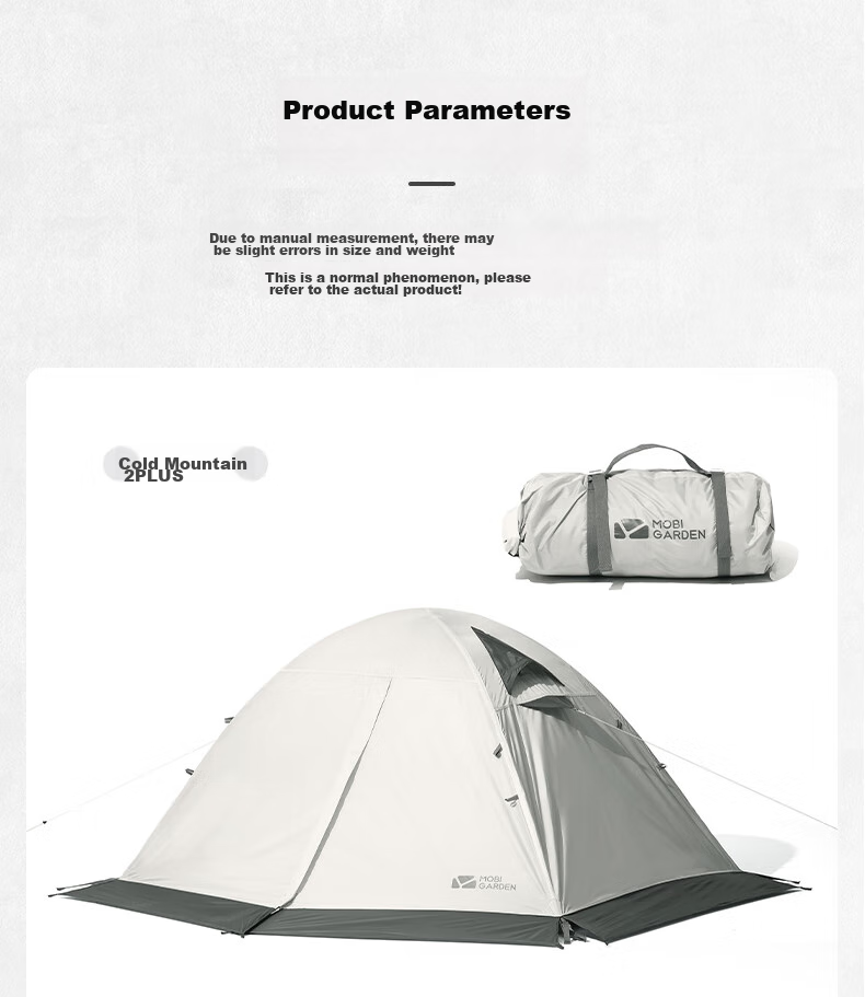 MOBIGARDEN Tent, Outdoor Camping with Snow Flap Three-Person Four-Season Tent Cold Mountain 3PLUS NXZQU61018, Dawn Mist White 10
