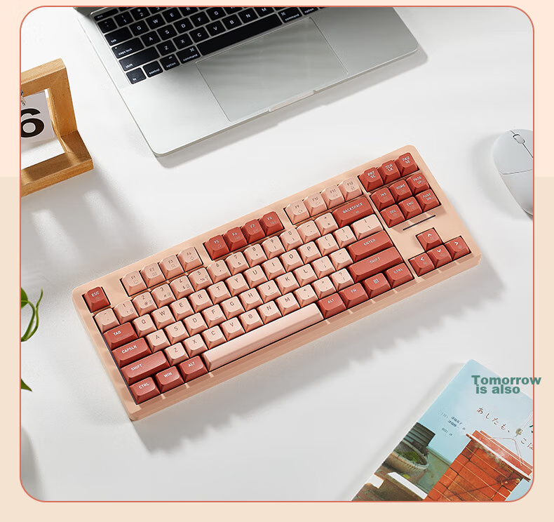 Hyeku Q3 87-Key Tri-Mode Wireless Bluetooth Customizable Mechanical Keyboard Full Hot-Swappable Gasket Structure Keyboard for Gaming And Office Use Peach Velvet Color Kailh Meme Switch 16