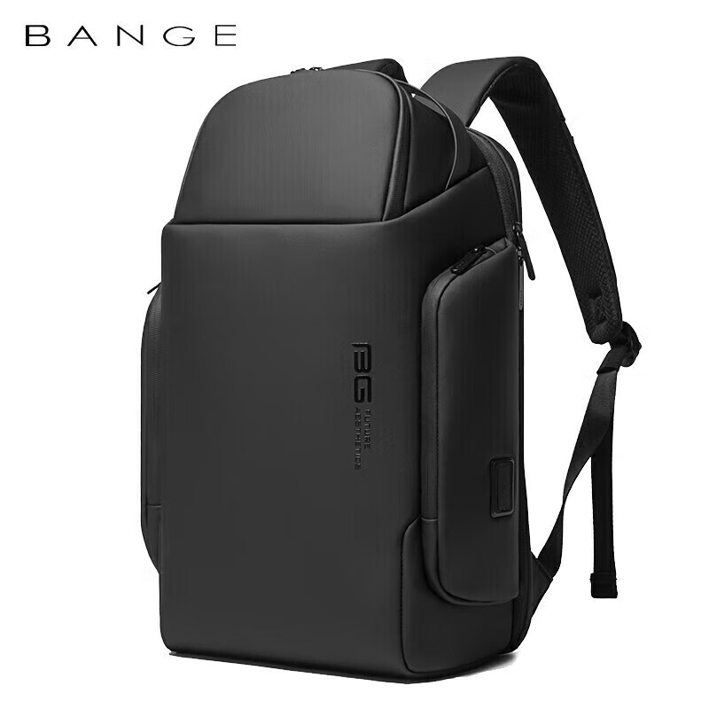 Bange Backpack for Men, Business Travel Bag, College Student Bookbag, 15.6-Inch Laptop Bag, Simple Shaped Backpack, Gift, Black