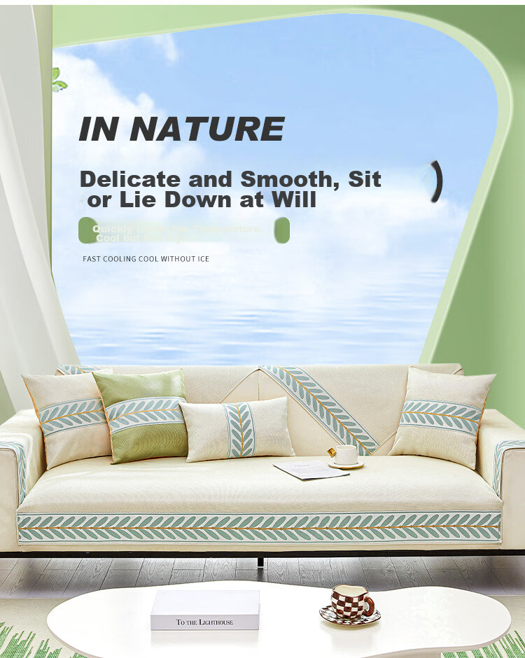Jingxun Ice Silk Cooling Sofa Cushion, Summer Cooling Mat, Non-Slip Seat Pad, Sofa Cover, Throw Blanket, 90*240cm 8