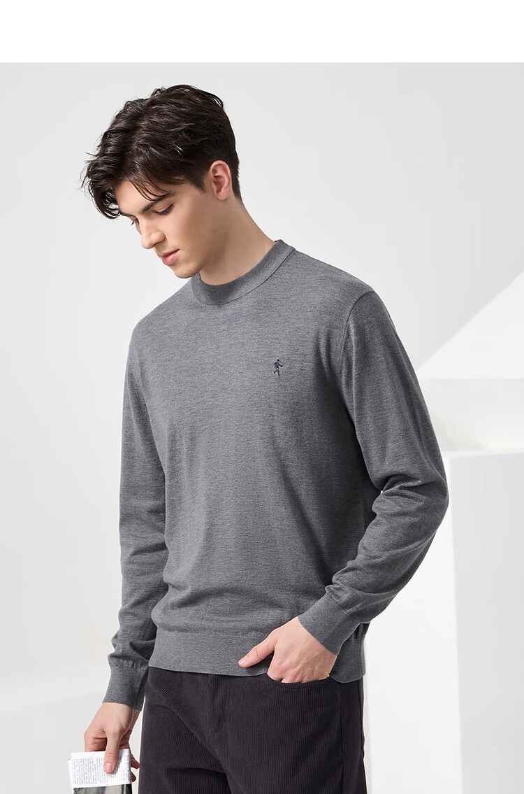 DANCING WOLVES 【Wool】 Autumn Winter Classic Men's Thermal Sweater Round Neck Long Sleeve 306 Brown Size 175 11