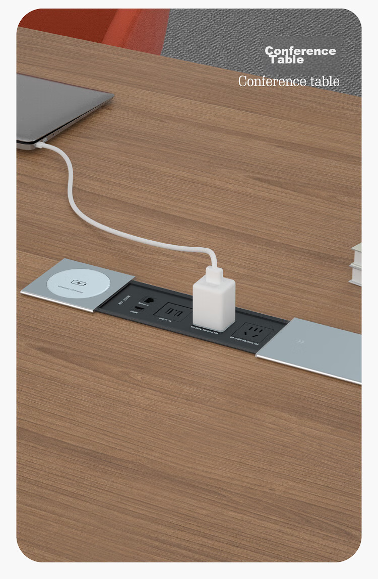 Comfort Embedded Desktop Power Strip Recessed Socket Island Table Desk Dining Table Hidden Socket Sliding Cover Embedded Power Strip 12