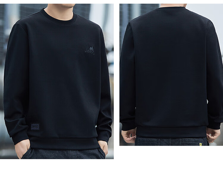 JEEP Sweatshirt for Men, Spring And Autumn Round Neck Long Sleeve T-Shirt, Loose Casual Clothing for Men, Black, XL 19