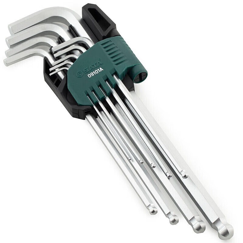 SATA 9-Piece Chrome Vanadium Steel Extra Long Ball End Hex Key Wrench Set 09101A