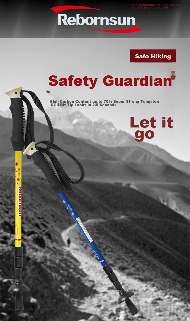 Lubinxun Rebornsun Carbon Fiber Ultra-Light Four-Section Ultra-Short Portable Outdoor Trekking Pole, Jieshan, Sapphire Blue 2