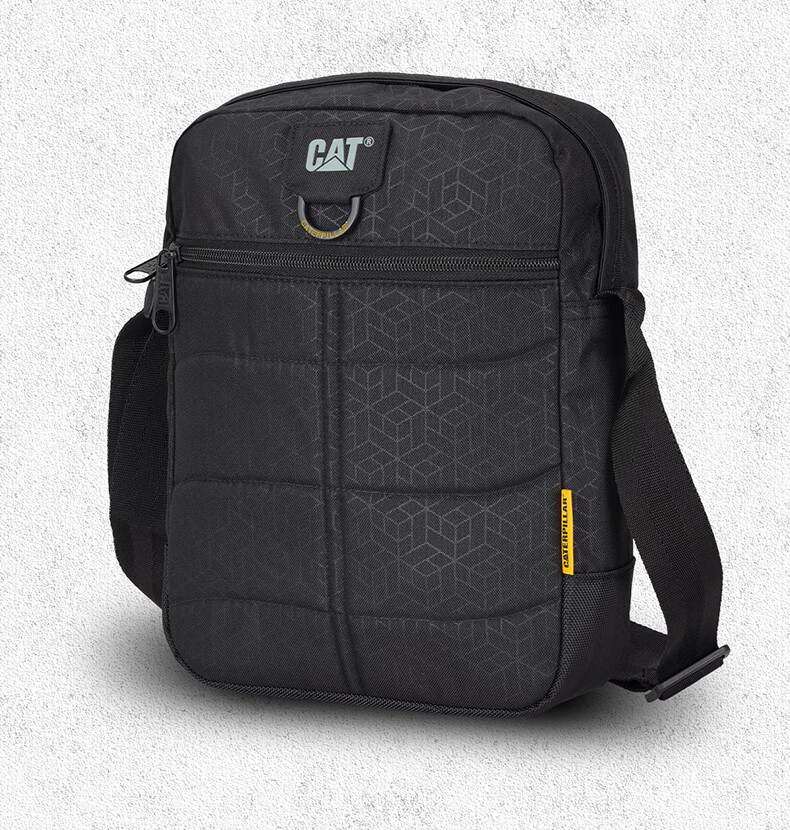 CAT Crossbody Bag, Casual Shoulder Bag, 13-Inch IPad Bag, Simple Classic Medium-Sized Messenger Bag, Men's And Women's Dark Pattern Black, 84058 9