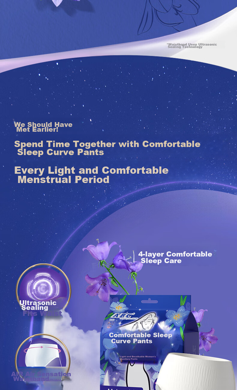 ABC Sleep Curve Pants Breathable Non-Stuffy Pants-Shaped Sanitary Napkin Set Sold by JD XL Large Size 8 Packs 40 Pieces 2