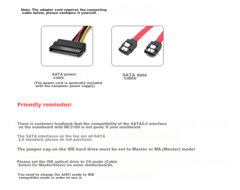 MOGE IDE to SATA 2.0 Adapter Card, MC3150, 3.5 IDE to SATA One-Way Expansion Card 6