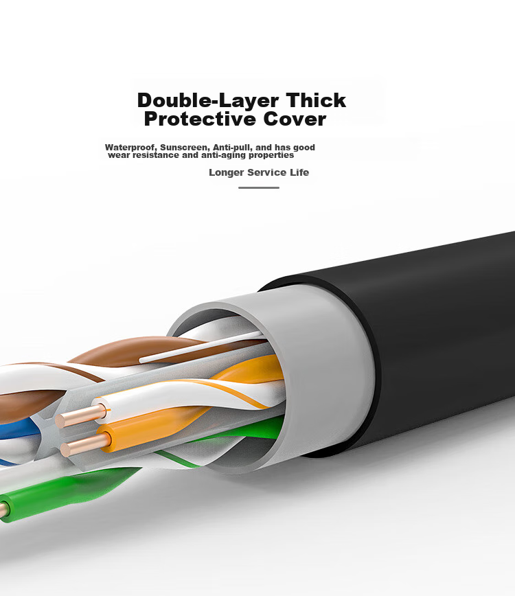 CHOOSEAL (CHOSEAL) Category 6 Gigabit Outdoor Ethernet Cable, Engineering Grade 0.57 Unshielded Pure Copper Twisted Pair, Outdoor Waterproof Wear-Resistant Sun-Proof Cold-Resistant, 50 Meters, LDN7727MT50 6