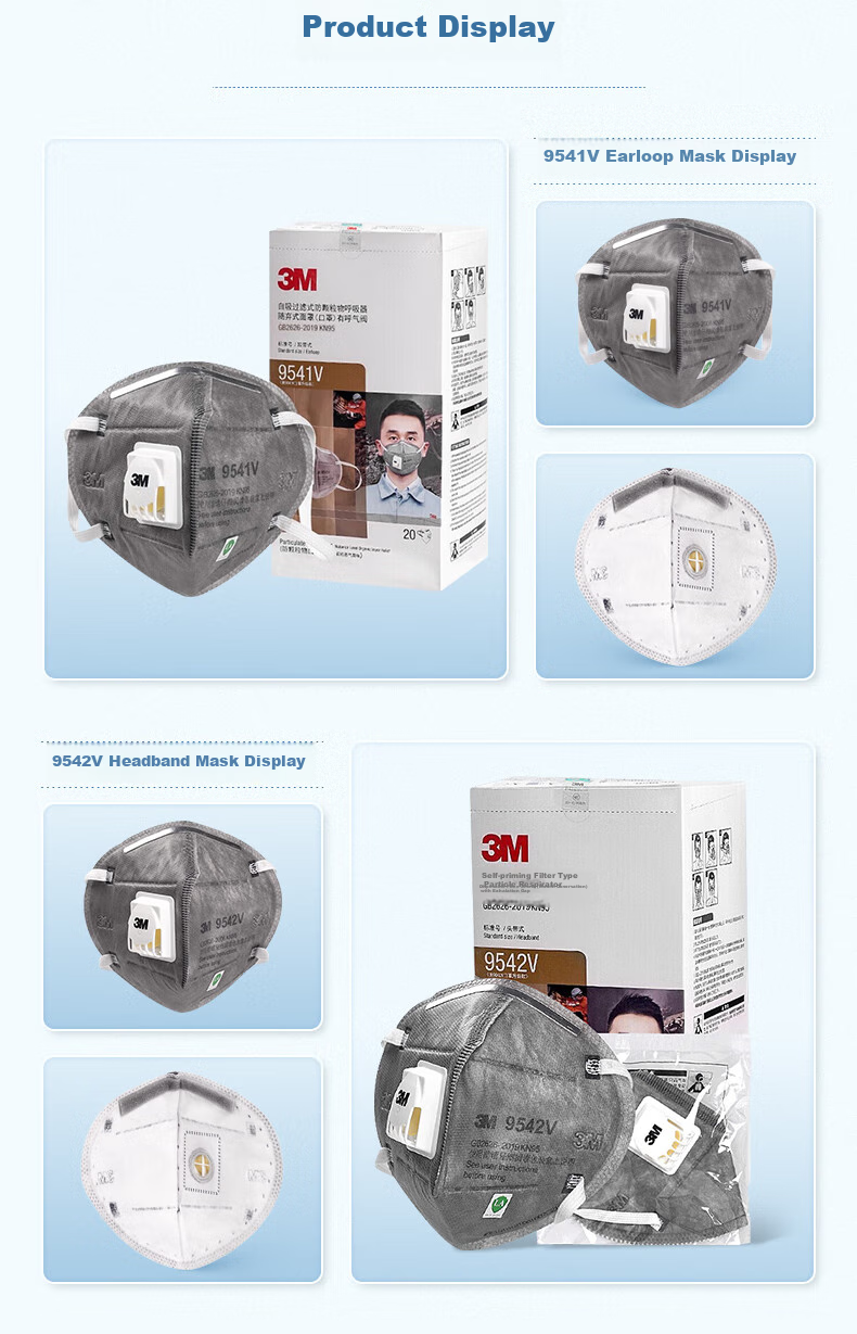 3M 9542V Activated Carbon Mask with Breathing Valve, Dust, Smog, PM2.5 Particle Protection, Odor Filter, KN95 Head-Mounted, Individually Packaged [20 Pieces/Box] 11