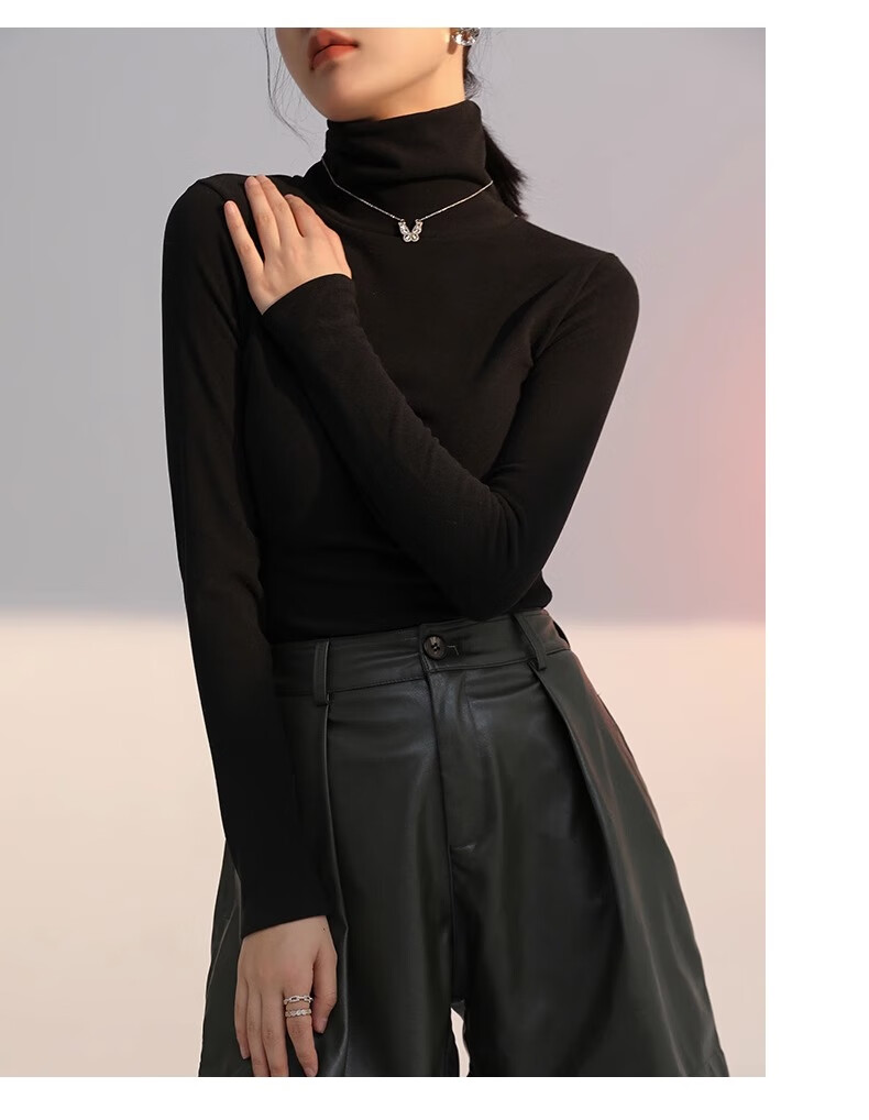 LangSha Turtleneck Base Layer for Women, Double-Sided German Velvet, Spring And Autumn Wearable, Inner Layer for Autumn, Long Sleeve, Turtleneck Top 15