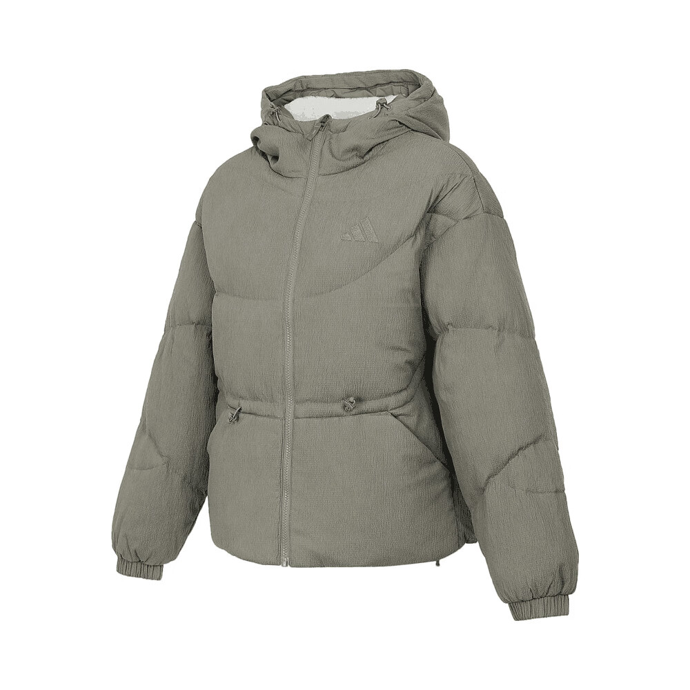 Adidas Women's Winter Regular Duck Down 600 Fill Power Pebble Gray Hooded down Jacket JG5931 M 1