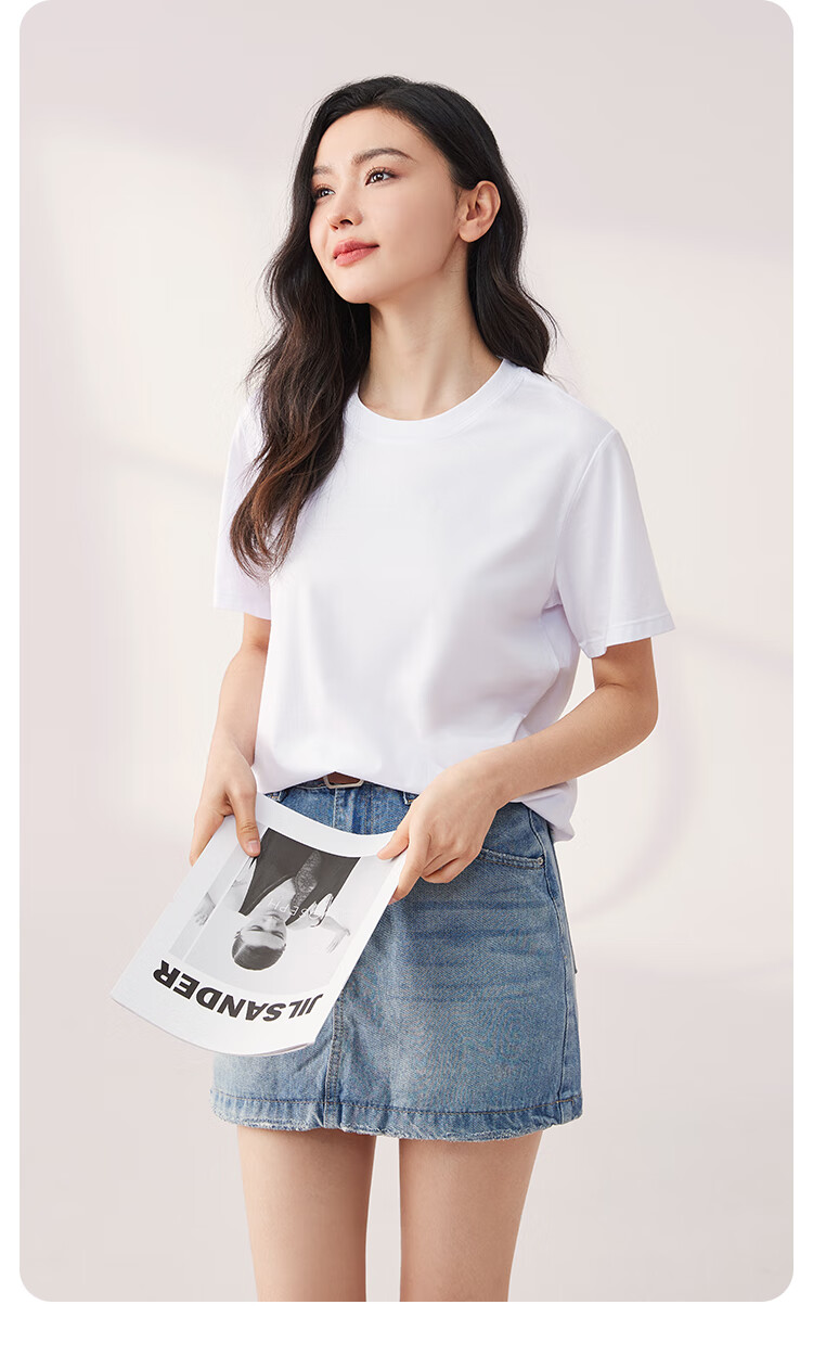 MiiOW Women's T-Shirt, Summer Lightweight Cotton Modal Cool-Feeling Short-Sleeve Round Neck Casual Versatile Undershirt 14