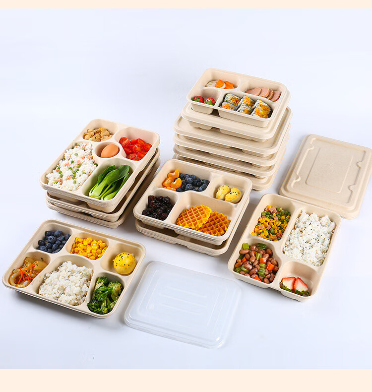 Youjialiangpin Disposable Food Containers, Microwave-Safe, Biodegradable, with Lids, Thickened, Food-Grade, Takeout Boxes And Bowls, 1200ml*10 Sets 16