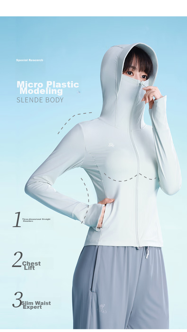 CAMEL Yoga Wear Ice-Cool Sun Protection Jacket, Moisture-Wicking Quick-Dry Lightweight Breathable All-In Sun Protection Clothing 1191 Sea Foam Green S 2
