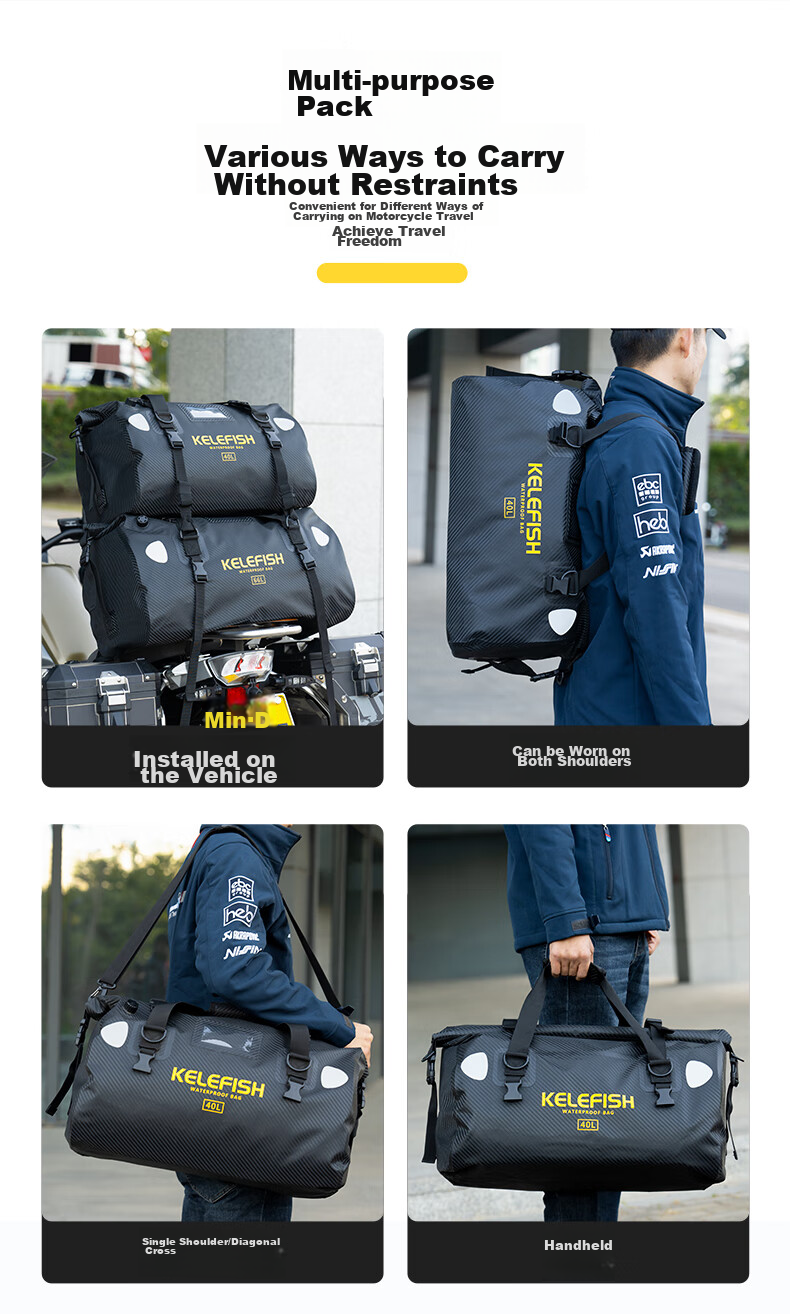 KELEFISH Motorcycle Tail Bag Waterproof Travel Saddle Bag Riding Rear Seat Bag Sand Yellow - Updated Version 66L 11