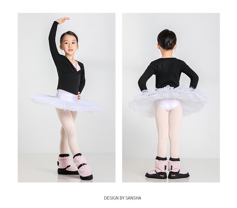 Sansha Children's Dance Sweater, Ribbed Knit Ballet Long-Sleeve Top, Pink, S-M 15