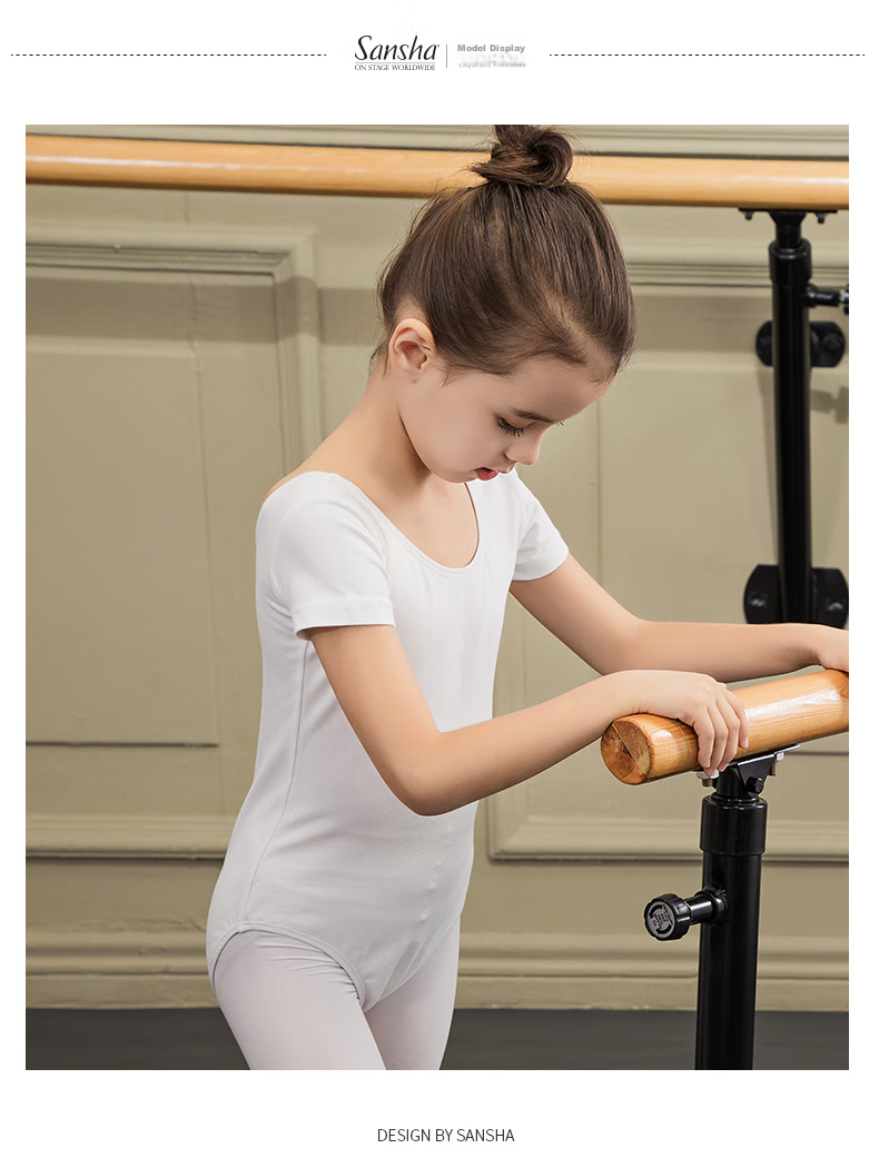 Sansha Children's Dance Leotard Short-Sleeve Ballet Bodysuit for Girls, Light Purple with Open Crotch, Size S 5