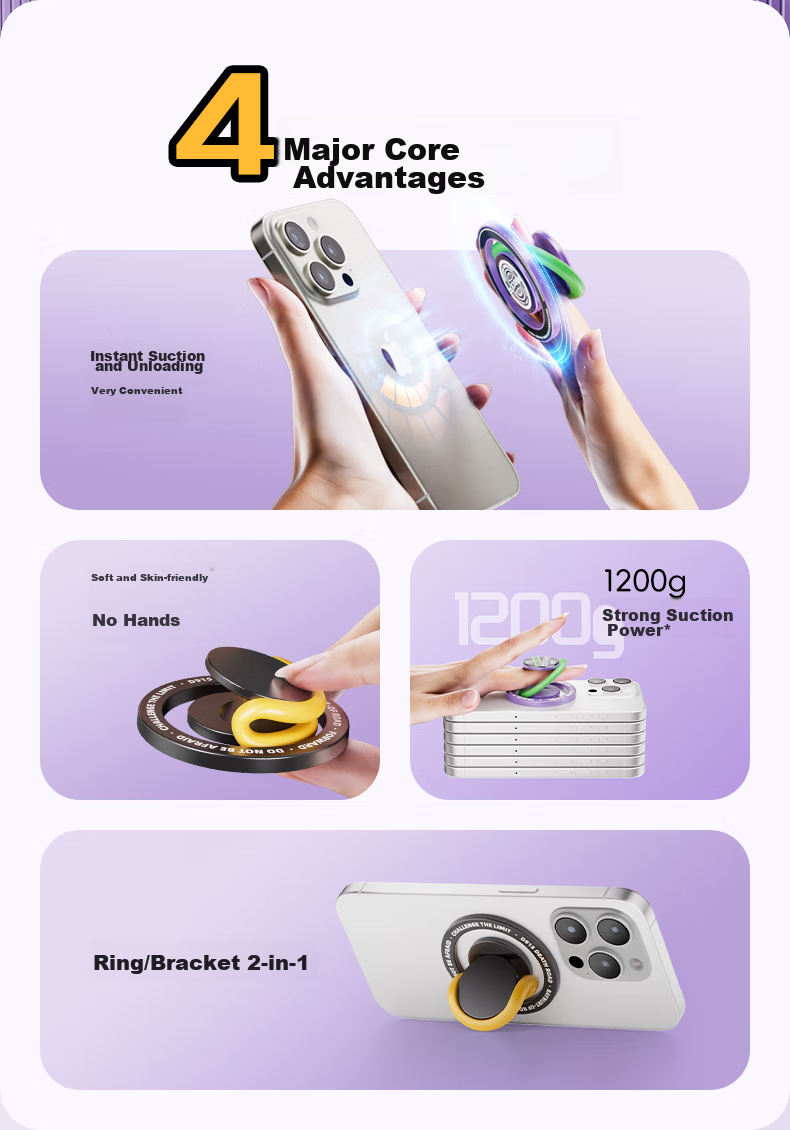 ROCK [Authorized Version], Crayon Shin-Chan Magnetic Stand, Phone Ring Holder, MagSafe Ring Magnetic Ring, Magnetic Disc, Desktop Portable Stable Support, Detachable, Gree 5