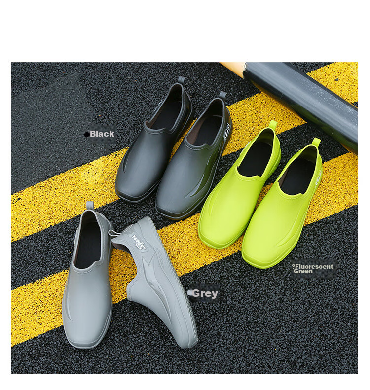 Beifute Rain Boots for Men, Short Waterproof Non-Slip Rubber Shoes, Adult Thick Wear-Resistant Work Water Shoes, Fishing Car Washing Safety Rain Boots, Black 3