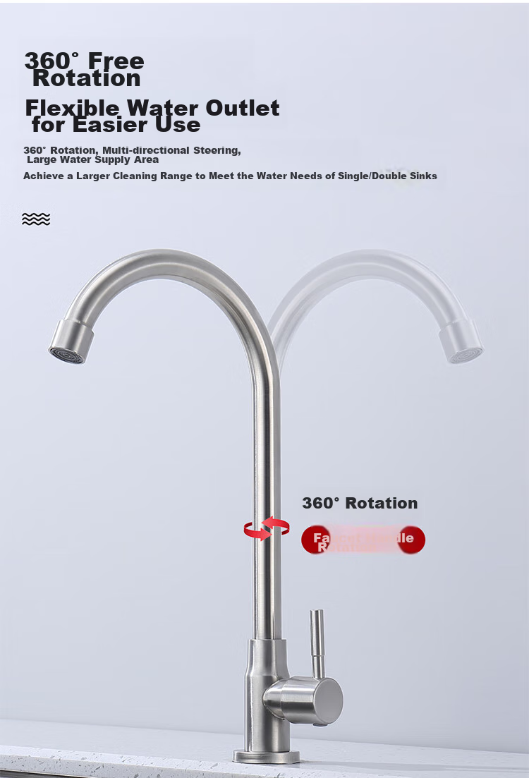 Larsd Single Cold Kitchen Faucet, Stainless Steel Sink Faucet for Vegetable Washing Basin, Laundry Tub, And Dishwashing Sink DL-18 4