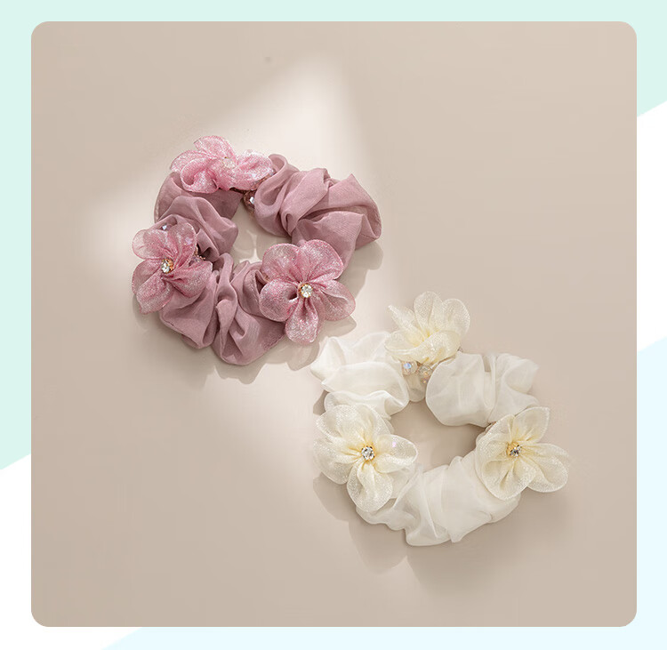 CHIMERA 2-Piece Hair Ties, Flower-Shaped Hair Bands, Bun Holders, Ponytail Holders, Hair Accessories, Elastic Bands for Women, Mid-Autumn Festival Gift 20