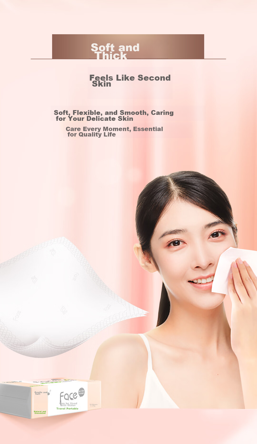 C&S Facial Tissues, Pink Face 3-Ply 24 Sheets*10 Packs, Small Square Handkerchiefs, Portable Pocket-Sized Travel Pack 9