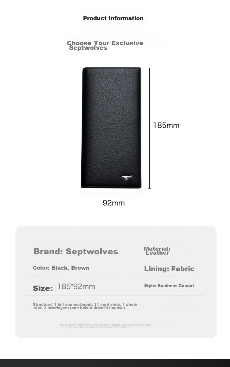 SEPTWOLVES Wallet, Men's Long Card Holder, Driver's License Holder, Practical Birthday Gift for Dad, Boyfriend, Husband, And Elders 7