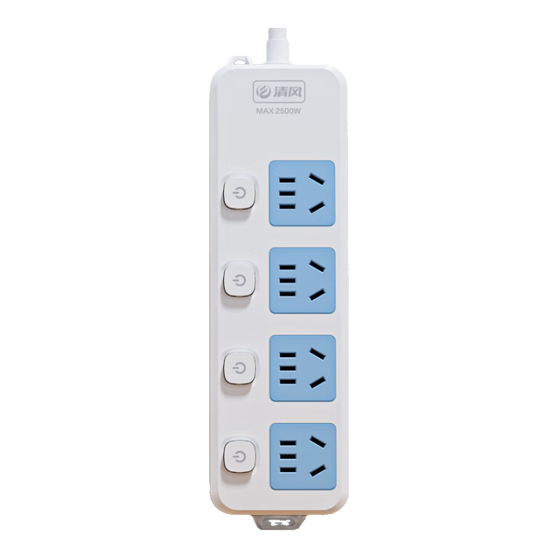 Kyfen Power Strip/Extension Cord/Surge Protector/Power Board/Outlet Strip for Home, Office And Dormitory Use, 3C Certified, Four Outlets with Five Holes, 3 Meters Long