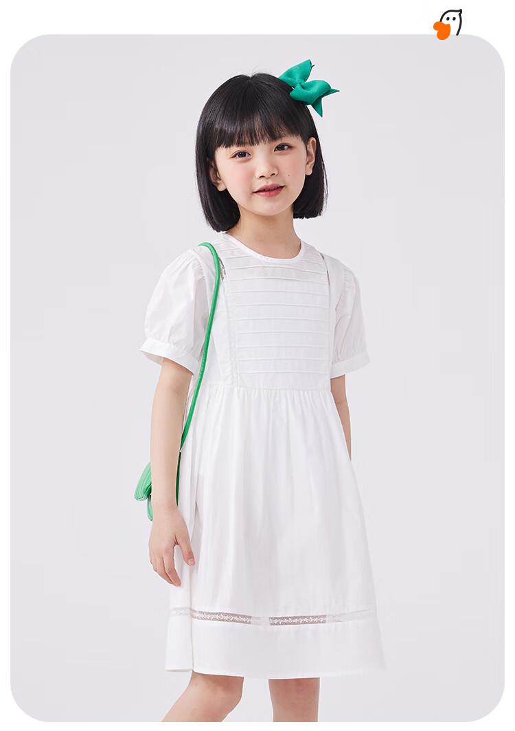 QQ DUCK Girls' Dress, Children's Summer Princess Dress, Youth Skirt, Gift for Holidays And Performances, Formal Dress, White 6