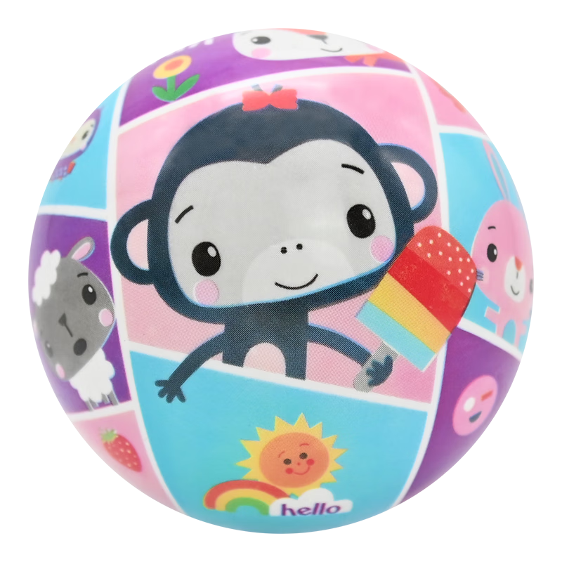 Fisher-Price Children's Toy Ball, Baby Cartoon Rubber Ball, Patting Ball, Colorful Printed Ball, 10cm Monkey Birthday Gift
